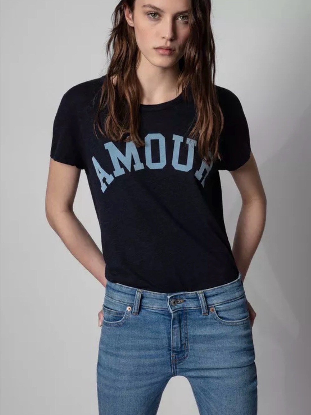 Zadig & Voltaire Navy Short Sleeve with light blue AMOUR NWOT